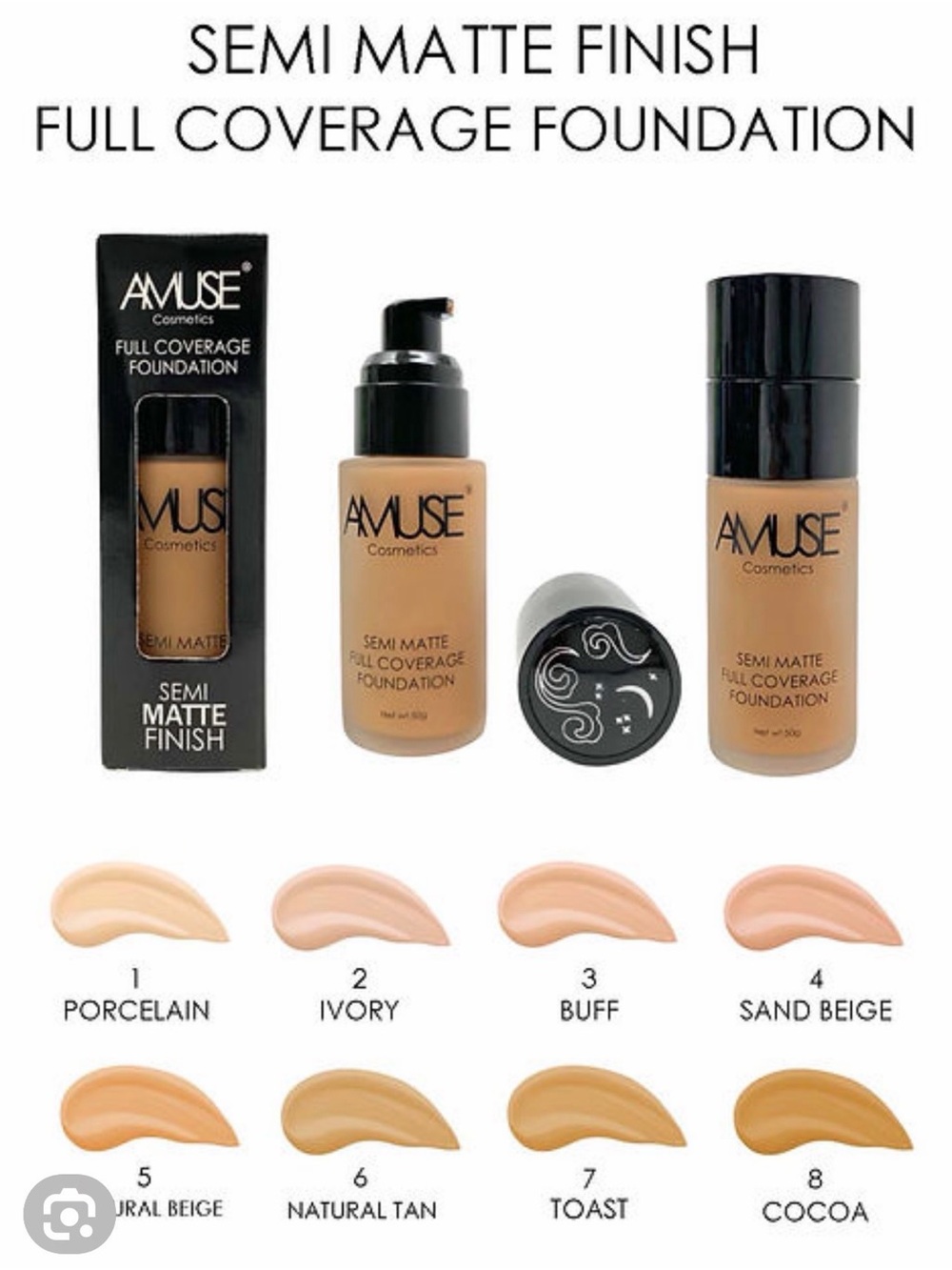 Amuse PORCELAIN Semi Matte Full Coverage Foundation - Sand Beige (Shade 4)
